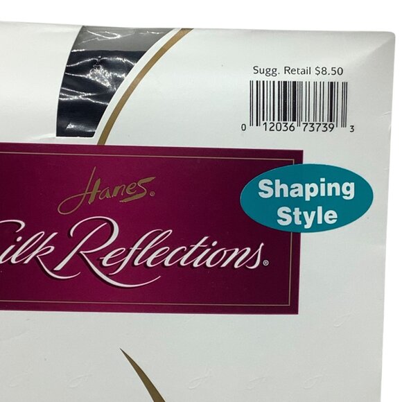 Hanes Silk Reflections Silky Sheer Shaping Style Pantyhose Size CD Jet Black - Picture 3 of 7